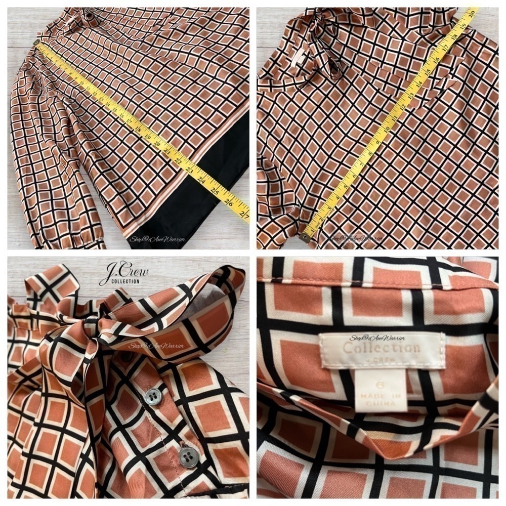 J.Crew Collection 2PC geo print silk blouse + pleated midi skirt shop@iamwarrior - Picture 12 of 14